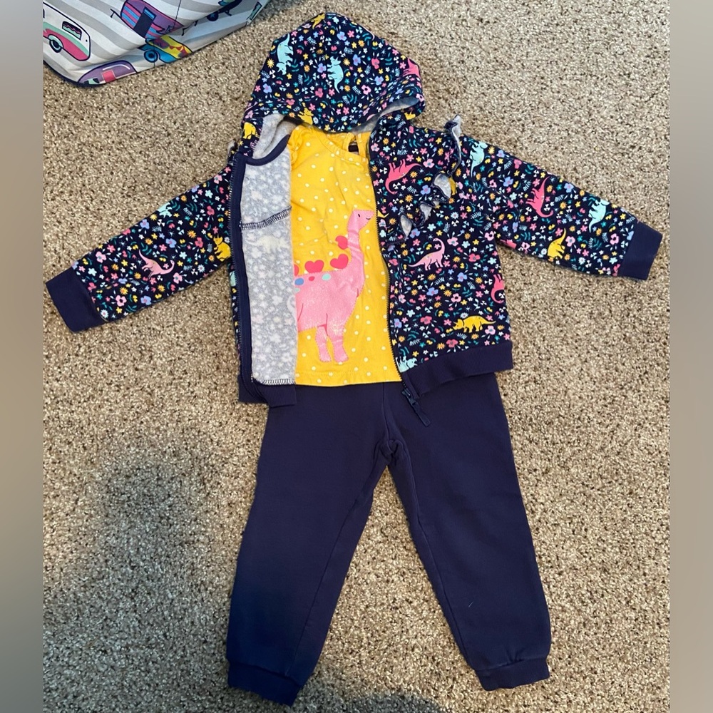 Little Me Floral Dino Set - 2T